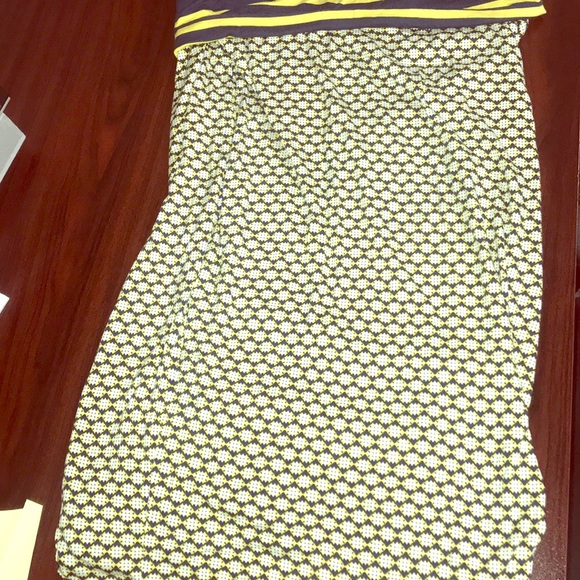 NWT Max Studio tube skirt L yellow and navy - Picture 1 of 3